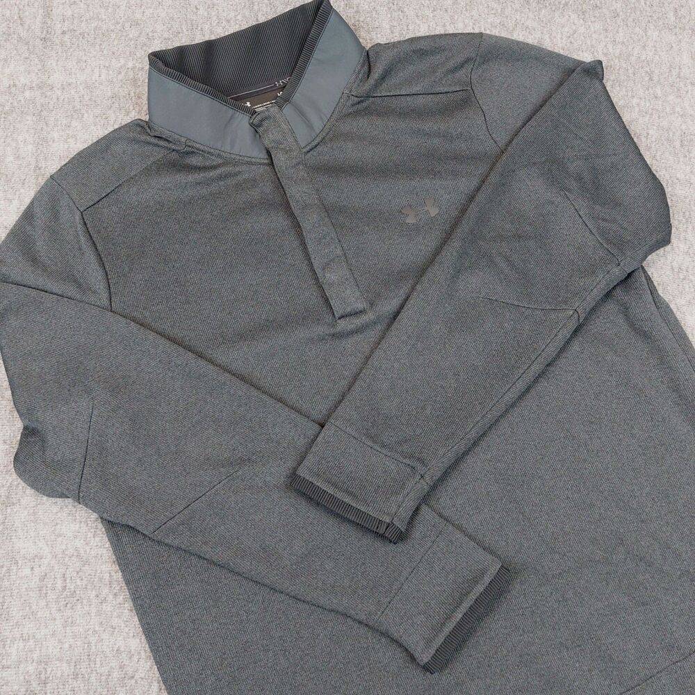 Under Armour Golf Storm 1/4 Snap Mock Coldgear Sweater Men's L Gray 1329832